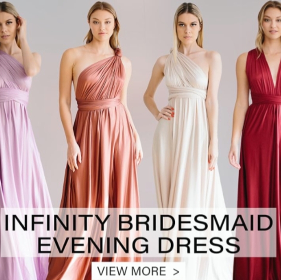 Convertible Infinity Dress & Bandeau Long Maxi Bridesmaid/Prom Dress Silver - Picture 2 of 7